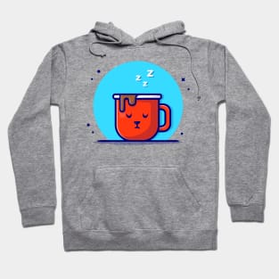 Cute Hot Coffee Sleeping Cartoon Vector Icon Illustration Hoodie